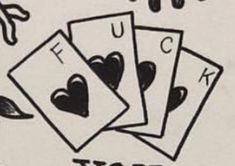 four playing cards with the words i love you written on them