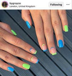 Neon Green Nails, Green Nail, Cute Summer Nails, Cute Gel Nails, Vacation Nails, Bright Nails