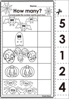 halloween worksheet with numbers and pictures