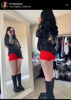 Edgy Boots Outfit, Knee High Boots Outfit Midsize, Alternative Casual Outfit, Sick New World Outfit, Sensory Friendly Outfits Adults, Alt Gym Outfits, Goth Boots Outfit, Casual Goth Outfits Summer, Rock Show Outfit