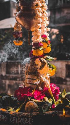 an elaborately decorated street vendor's stand in india