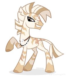 a cartoon pony with brown and white stripes