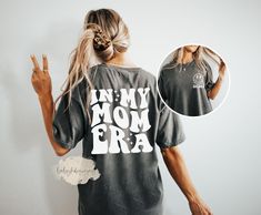 In My Mom Era TShirt, Mom Era Shirt, Eras Shirt, Oversized Mom Shirt, Retro Mom Shirt, Comfort Colors® Shirt, Concert Shirt, Funny Mama Shirts Perfect gift for a special MOM in your life.  Perfect for new mama ♥ 📋 HOW TO ORDER: 1. Select the size 2. Select the color 3. Select the quantity  4. Add personalization if required 5.Add to Cart ("buy now" will take you directly to checkout and "add to cart" will allow you to continue shopping with us) 6. Submit order (Shipping will automatically be combined for you) Always FREE SHIPPING on orders of $35 or more 👚G A R M E N T ∙ F E A T U R E S : * 1717 Comfort Colors®  * 6.1 oz., 100% ringspun cotton * Preshrunk, soft-washed, garment dyed fabric * These colors provide a vintage look that will remain for the life of the garment * Relaxed fit * 1 Mom Vynal Shirts, Mom Of Both Cricut Shirts, Mom Life Vinyl Shirts, Holiday Mom Shirt, Funny Mommy Shirts, Mom Cricut Shirts Retro, Mom Ster Shirt, Mom Of Both Shirt Ideas, Shirts For Moms