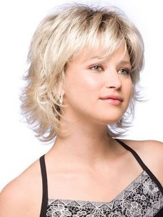 Image result for medium shaggy haircut for 60splus Medium Shaggy Haircuts, Fluffy Curly Hair, Medium Shag Hairstyles, Slender Neck, Medium Short Hair, Long Layered Haircuts, Curly Hair Wig