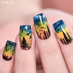 Nature 032 Outdoor Nails, Water Color Nails, Tree Nails, Nail Tattoo, Diy Nail Designs, Fake Nail, Digital Painting Tutorials, Nail Art Supplies, Phase 2