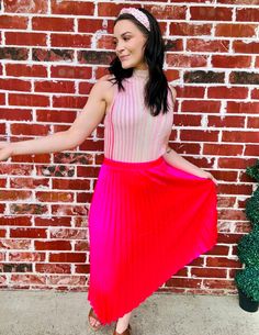 Playfully strut your stuff in this Pleated A-Line Satin Feel Midi Skirt, guaranteed to add a touch of whimsical charm to any outfit. True to size fit! Small: 2/4 Medium: 4/6 Large: 8/10 Disclaimers; Our product colors may vary due to lighting and screen resolutions. Hat Shop, Gift Accessories, Girls Shoes, The Struts, Midi Skirt, Satin, Screen, Skirt, Lighting