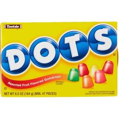 a box of dots candy on a white background