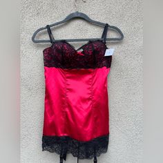 Vintage Fredericks Of Hollywood Red Satin Corset Mini Babydoll Dress Nwt Small Padded Bra With Underwire. Adjustable Straps Lace Trim Details Corsets Lace Up Back Satin Poly Blend So Cute Y2k Vibes. Red Fitted Camisole Dress, Red Fitted Dress For Wedding Night, Fitted Red Dress For Wedding Night, Red Camisole For Party, Red Satin Corset, Mini Babydoll Dress, Frederick’s Of Hollywood, Lingerie Slip Dress, Blue Lingerie