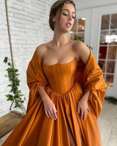 Marigold Courts Gown - Teuta Matoshi Simple Evening Gown, Halter Dress Casual, Party Dress Plus Size, Teuta Matoshi, Satin Evening Gown, Boho Festival Fashion, Night Club Dress, A Line Evening Dress, Gowns For Women