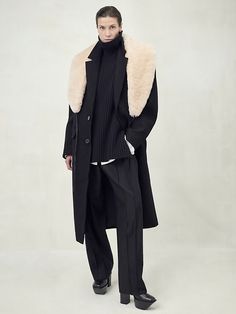 Peter Do, Autumn Fits, Coat Black, Oversized Silhouette, Capsule Collection, Leather Patches, Shawl Collar, Sweater Weather, Top Coat