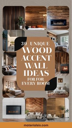 30 unique wood accent wall ideas for every room, featuring various interior designs with wooden accent walls. Wood Accent Wall Ideas, Wood Wall Ideas, Wood Accent Walls, Wooden Accent Wall, Shed Tiny House, Accent Wall Ideas, Pallet Walls, Wooden Living Room, Wall Planks