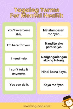 Mental health matters in every language. Discover its essence in Tagalog today. 🧠🇵🇭

As World Mental Health Day (October 10th) approaches, we at Ling will explore language-sensitive vocabulary as part of our #MentalHealthVocabWithLing campaign. Let us begin this mind-boggling yet essential journey! Filipino To English Words, Tagalog Language Learning, What If Tagalog