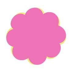 a pink flower on a white background with yellow border around the center and bottom corner