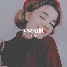 a woman with her eyes closed and the words yseult above her are in white