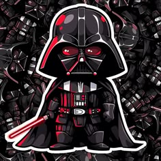 Chibi Darth Vader Sticker - Turbo Vinyl Chibi Darth Vader, Darth Vader Cartoon, Darth Vader Art, Star Wars Cartoon, Star Wars Stickers, Pokemon Stickers, Fun Shirts