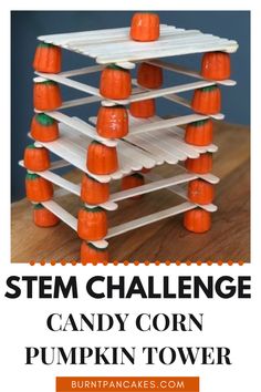 Stem Challenge for Halloween - Candy Corn Pumpkin Tower October Educational Activities, Second Grade Pumpkin Activities, Educational Fall Activities For Kids, Pumpkin Tower Stem Challenge, Pumpkin Catapult Kids, October Primary Activity Ideas, Fall Teaching Activities, Second Grade October Activities, Grade School Halloween Crafts