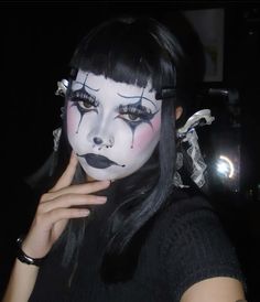 ig makeupxgraves tiktok sixteengravess   #clown #blackandwhite #bows #teethbows Vintage Pierrot Clown Makeup, Moon Clown Makeup, Clown Makeup And Outfit, Black White And Red Clown Makeup, Clown Alt Makeup, Cute Clown Makeup Looks, Clown Black And White Makeup, Cute Clown Outfit Ideas, Black And White Clown Makeup Easy