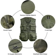 Fishing Vest Breathable Fishing Travel Mesh Vest with Zipper Pockets Summer Work Vest for Outdoor Activities Suitable for activities, such as fishing, photography, hiking, , etc. Made of polyester fabric, wear-resistant and scratch-resistant. Mesh fabric keeps you and cool, great sweat absorbency and breathability. Multiple pockets with zipper, convenient to store your fishing tackles in order. Specifications: Package Weight: 300 g / 10.6 Package Size: 37 * 33 cm / 14.5 * 13 in Size: XL / 2XL/ 3 Fishing Pole Storage, Multi Pocket Vest, Fishing Rod Bag, Photography Hiking, Vest Zipper, Work Vest, Mesh Clothing, Mesh Vest, Fishing Photography