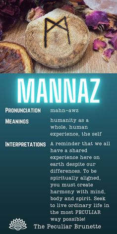 a poster with the words mannaz written on it