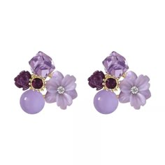 New Purple Flower Earrings. Made Of Copper Alloy. Only One Pair Available, Buy Now! Follow My Store. Condition: New With Tags Purple Earrings Aesthetic, Ts Speak Now, Purple Quince, Bolt Earrings, Purple Accessories, Y2k Accessories, Earrings Aesthetic, Pink Rose Quartz, Purple Jewelry