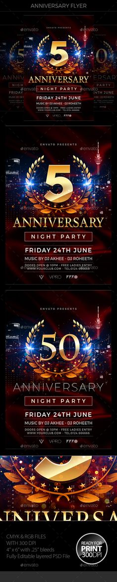 an advertisement for the 50th anniversary celebration in gold and black with red, blue, and white