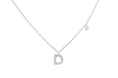 Necklace Initial Letter D White Gold with Diamond - Diamond Tales Fine Jewelry Necklace Initial Letter, D Necklace, White Gold Necklace, Necklace Initial, Letter D, White Gold Necklaces, Diamond Chain, Cute Necklace, Initial Letter