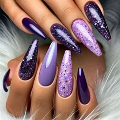 42 Stunning Purple Nail Design Ideas to Try Now - Style Zuri Dark Purple Nails Ideas Almond, Purple Valentine Nail Designs, Imbolc Nails, Deep Purple Nail Ideas, Purple Nails Designs Glitter, Purple Dip Nail Ideas, Super Simple Nail Designs, Amethyst Nails Designs, Lavender Color Nails