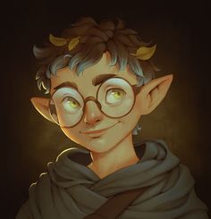 an elf with glasses and a scarf around his neck