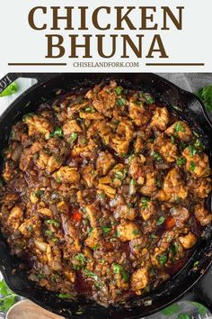 chicken bhuna in a cast iron skillet