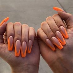 Are you looking to spice up your nail game this year? Look no further than the latest trend in the world of nail art - orange French acrylic nails. This vibrant and bold style is taking the beauty industry by storm, and it's not hard to see why. In this article, we will dive into the details of this trend, including tips on how to achieve the perfect orange French acrylic nails, product recommendations, and some stunning design ideas to inspire your next salon visit. Classic Nail Art, Orange Acrylic Nails, Nails Orange, Nails Neon, Nails Acrylic Coffin, French Tip Nail Designs, Acrylic Nails Ideas, Nails French Tip, Nails Purple