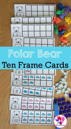 polar bear ten frame cards with the text, polar bear ten frame cards on it