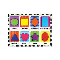 a stamp with different shapes and colors on it