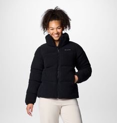 The perfect puffer for all-day comfort. This Sherpa jacket is soft, stylish, and packed with 100% recycled insulation to keep in just the right amount of warmth while feeling lightweight. Columbia Puffer Jacket, Columbia Puffer, Sherpa Jacket, Columbia Jacket, Holiday Deals, Columbia Sportswear, Sherpa Fleece, Get Up, Puffer Jacket