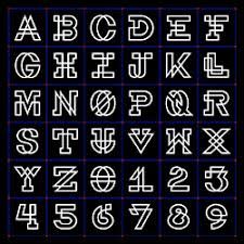 the alphabet is made up of letters and numbers, all in white on a black background