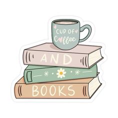 a stack of books with a cup of coffee on top of it and the words, book's