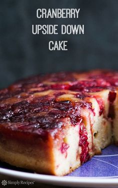 cranberry upside down cake on a plate