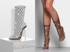 a woman's legs and high heeled shoes with fishnet netted stockings