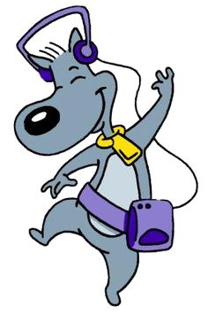 a cartoon mouse wearing headphones and holding a cell phone in one hand while standing on its hind legs