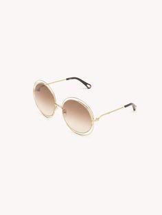 Sunglasses Gold Round Frame Sunglasses For Spring, Chloe Logo, Gradient Brown, Sunglasses Collection, Women's Sunglasses, Bags Shoes, Designer Bags, Clothing And Accessories, Gold Frame