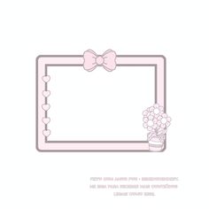 a pink frame with flowers and a bow on it