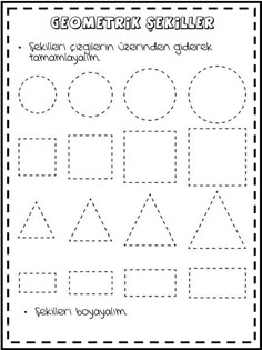 a printable worksheet for children to learn how to draw shapes and numbers