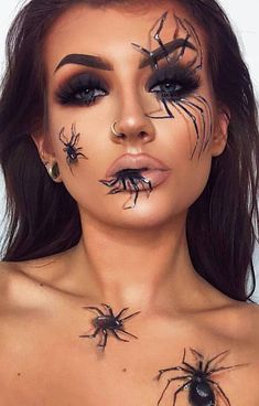 Beautiful Halloween Makeup, Spider Makeup, Halloween Make-up Looks, Holloween Makeup, Cute Halloween Makeup, Halloween Beauty