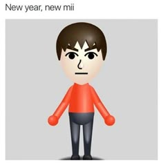 an image of a cartoon character with the caption new year, new mii