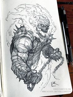 Ghost Rider Drawing, Marvel Art Drawings, Marvel Tattoos, Tattoo Zeichnungen, Marvel Drawings, Character Design Sketches, Artist Logo, Comic Drawing