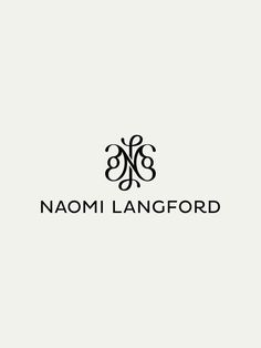 a black and white logo with the words naomi langford on it's side