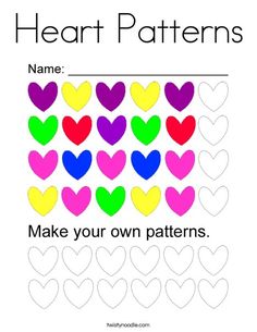 heart pattern with the words make your own patterns in different colors and font on it