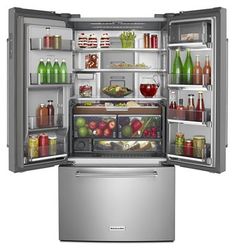 an open refrigerator with its doors wide open