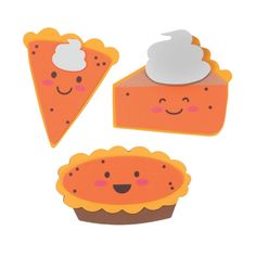 an orange piece of cake and two pieces of pie