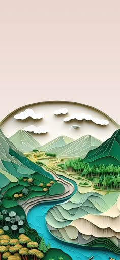 an image of a landscape with mountains and rivers