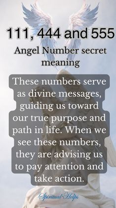 Unlock the hidden meanings behind angel numbers 111, 444, and 555. Discover how these divine messages guide you towards your true path in life and provide insights into spiritual growth. 🌌 #AngelNumbers #SpiritualJourney #DivineGuidance #guardianangel #spirituality #affarmation Angel Numbers 111, Numerology 111, Angel Guidance, Divine Connections, Divine Timing